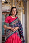 Pink Colour Tasar Silk Printed With Foil Work Lehenga With Blouse And Dupatta LNB1245